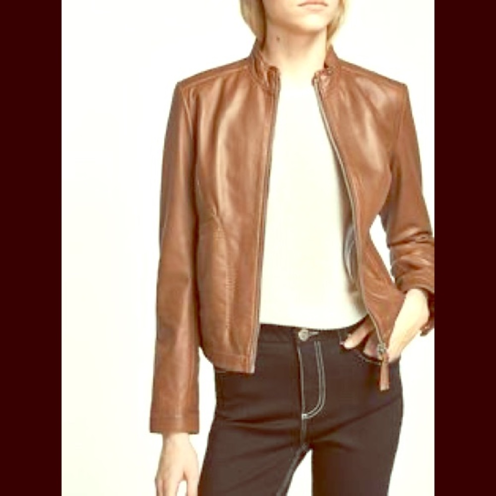 Massimo Dutti Biker Jacket -  brown color. Size:xs